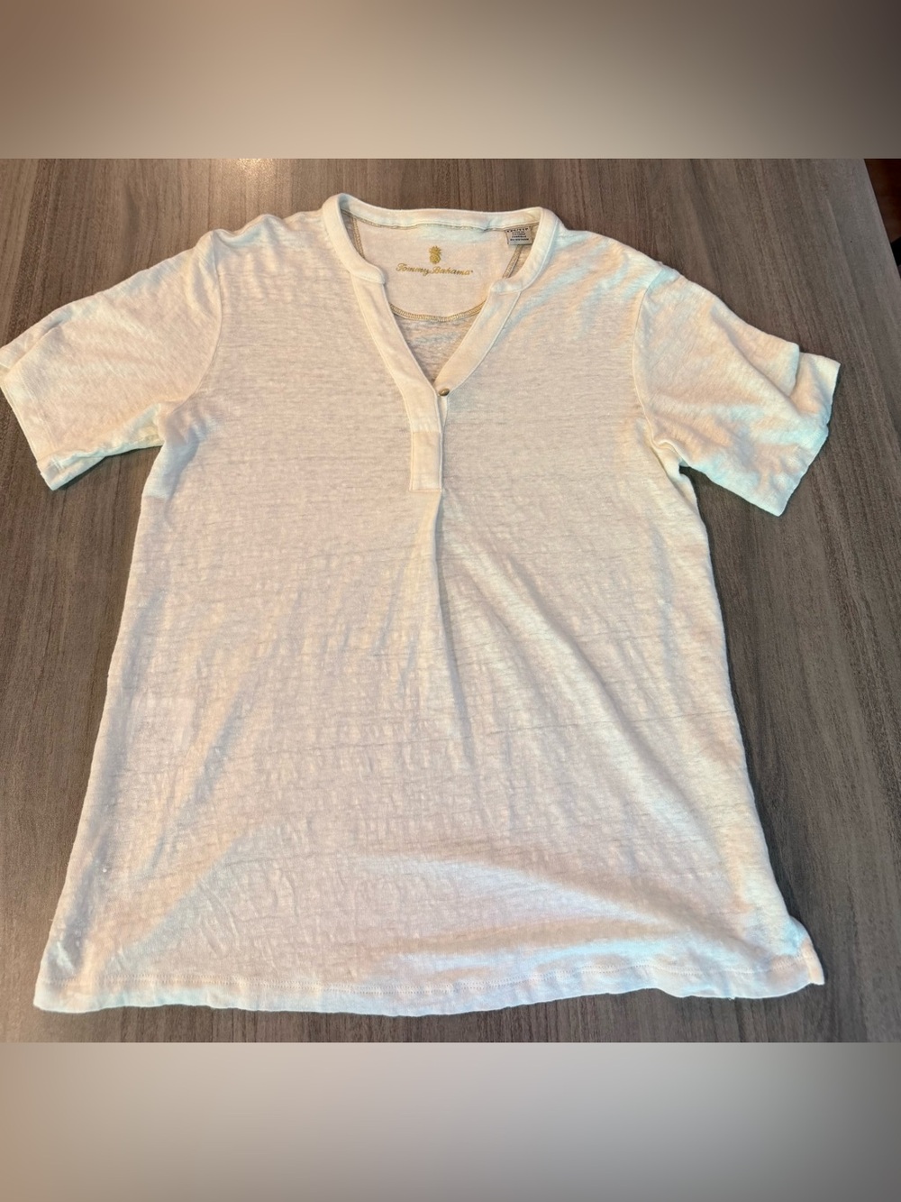 Tommy Bahama Short Sleeve Linen T Shirt, Ivory, Size XXS